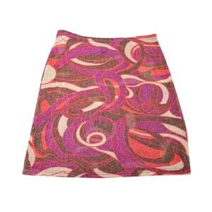 TWILEY Teanna Wiley purple red and brown swirl gold glitter mini skirt M